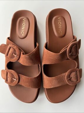 VIONIC Capitola Sandal Argan Oil Brown Suede